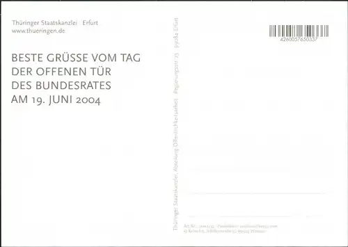 Erfurt Staatskanzlei, Gruss-AK vom Tag der offenen Tür des Bundesrates 2004