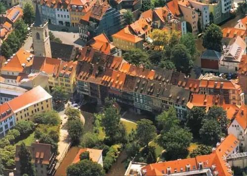 Ansichtskarte Erfurt Luftaufnahme; Häuser Partie an der Brücke 2005