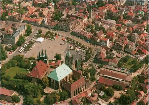 Ansichtskarte Erfurt Domplatz, Mariendom, Pfarrkirche vom Flugzeug aus 1999