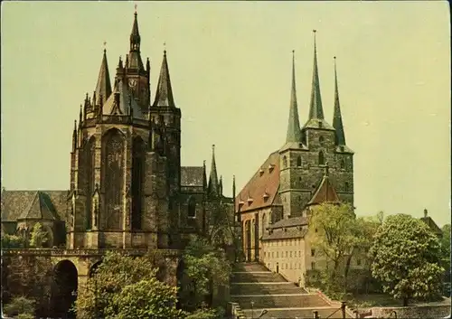 Ansichtskarte Erfurt Dom, Mariendom, Severikirche, Kirche, Church 1966