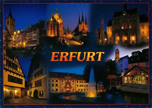 Ansichtskarte Erfurt Häuser und Strassen in Abendlicht, Abend-Stimmung 1995