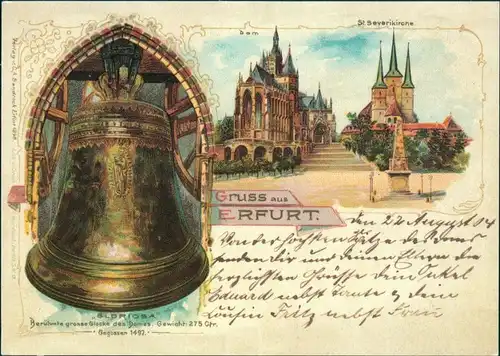 Erfurt Gruss aus Erfurt, Reprint-Postkarte nach historischen Ansichten 2012