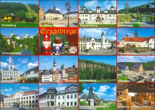 .Sachsen Mehrbildkarte ua. mit Freiberg, Dippoldiswalde, Schneeberg, Zwickau 2005