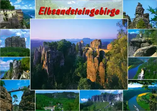 Rathen Mehrbildkarte Ansichten Fotos aus dem Elbsandsteingebirge 2000