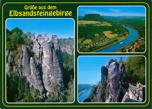 Rathen Grusskarte aus dem Elbsandsteingebirge, 3 Ansichten / Fotos 2000