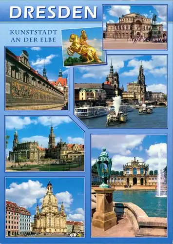 Dresden Kunststadt an der Elbe, Stadtteilansichten, Mehrbildkarte 2000
