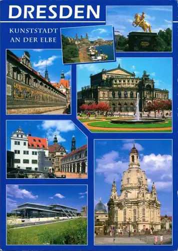Dresden Mehrbild-AK ua. Goldener Reiter, Fürstenzug, Stallhof uvm. 2002