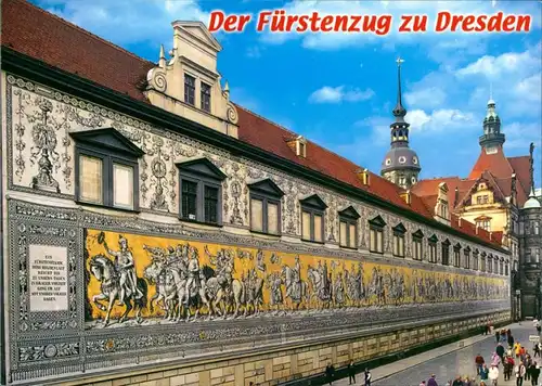 Ansichtskarte Dresden Fürstenzug, Strassen Partie am Schloss 2009