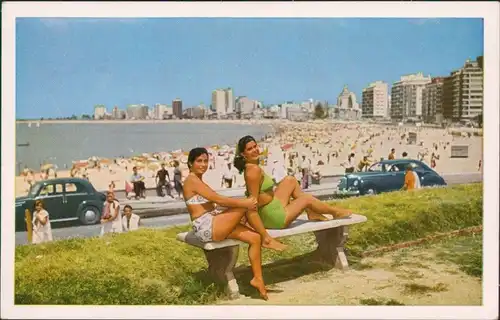 Postcard Montevideo Frauen im Bikini - Playa Procitos 1965 