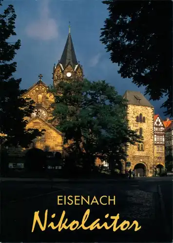 Ansichtskarte Eisenach Nikolaitor und Kirche am Karlsplatz in Eisenach 2002