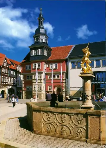 Ansichtskarte Eisenach St. Georgbrunnen & Rathaus auf dem Markt 2003