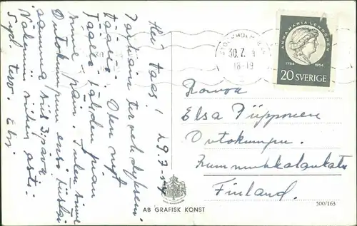 Stockholm Stadshustornet/Stadt im Abend-/Nachtlicht, Panoramic View 1954