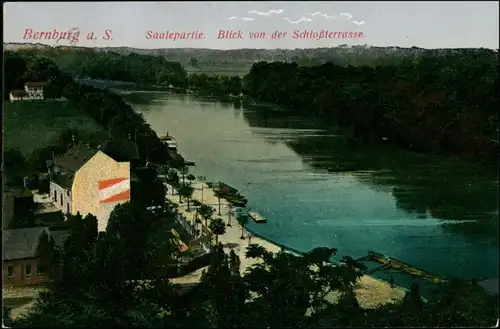 Ansichtskarte Bernburg (Saale) Saalepartie von der Schloßterrasse 1928