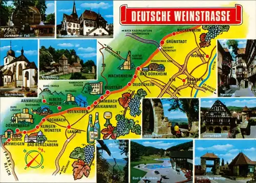 Ansichtskarte  Deutsche Weinstraße  Landkartenübersicht 1995