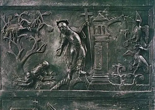 Ansichtskarte Hildesheim Dom, Bernwardstür (um 1015), Noli me tangere 1990