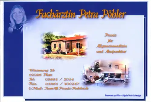 Ansichtskarte Plate Werbekarte: Fachärztin Petra Pöhler, Wiesenweg 3b 2000
