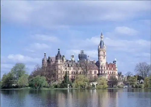 Schwerin Schweriner Schloss Seeseite, eingerüsteteter Turm, Baugerüst 1995