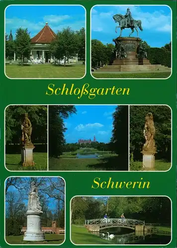 Schwerin Schloßgarten, Pavillion, Statuen, Brücke mit Radfahrern 1995