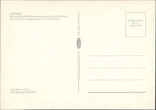 Postcard Herrnskretschen Hřensko Pravčický kužel/Prebischkegel 1979