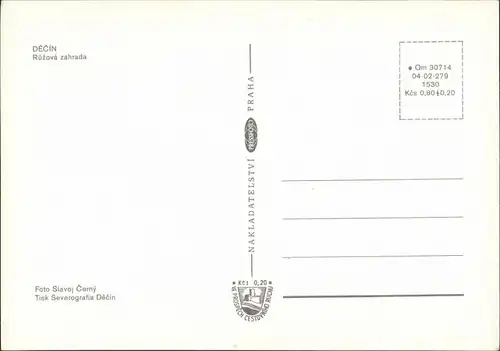 Postcard Tetschen-Bodenbach Decín Růžová zahrada/Rosengarten 1979