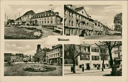 Ansichtskarte Weimar Mehrbildkarte mit 4 Ansichten, Häuser / Strassen 1955