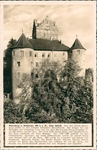 Ansichtskarte Meersburg Altes Schloss mit Historie 1934