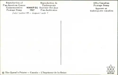 Postcard Winnipeg Reproduction Pan-American Games (1967), Sport 1967