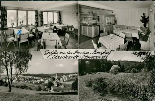 Lützenhardt Gruss aus der Pension "BERGHOF" Mehrbildkarte 4 Ansichten 1963