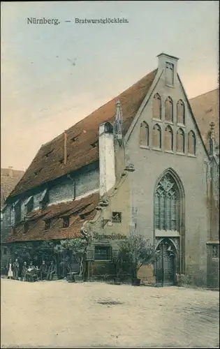 Ansichtskarte Nürnberg Bratwurstglöcklein Gaststätte Strassen Partie 1908