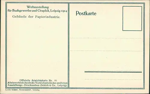 Ansichtskarte Leipzig Buchmesse - Papierindustrie 1914