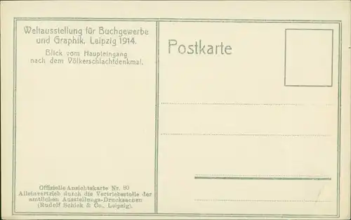 Ansichtskarte Leipzig Buchmesse - Haupteingang Völkerschlachtdenkmal 1914