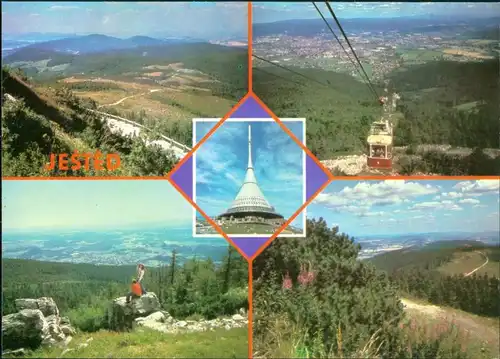 Postcard Reichenberg Liberec Ještěd/Jeschken, Seilbahn 1989