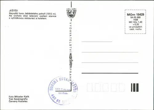 Postcard Jeschken Ještěd Seilbahn Jeschken mit Panorama-Ansicht 1998