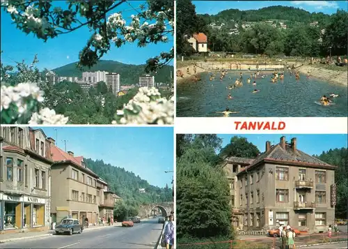 Postcard Tannwald Tanvald Autos Schwimmbad 1990
