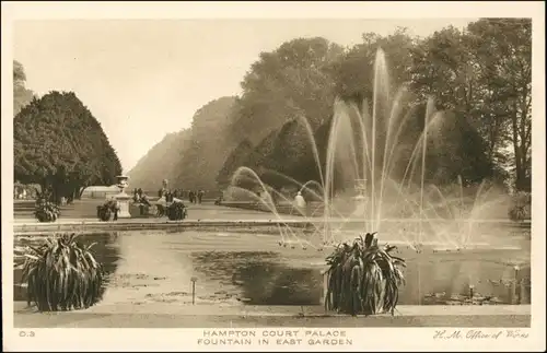 Postcard London Fountain East Garden/Park mit Springbrunnen 1927