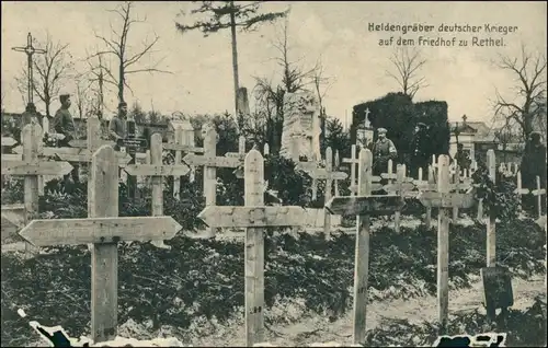 Ansichtskarte  Heldengräber, dt. Krieger Friedhof Rethel 1915