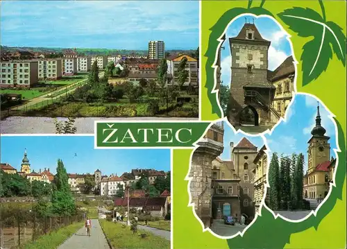 Postcard Saaz (Eger) Žatec Wohnhäuser, Anlagen, Stadttor 1980
