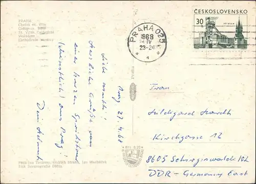 Postcard Prag Praha chrám sv. Víta/St. Veitsdom 1968