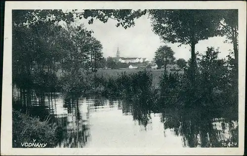 Postcard Wodnian Vodňany Flusspartie an der Stadt 1940