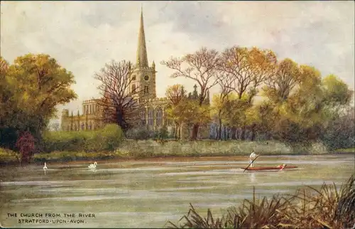 Postcard Stratford-upon-Avon The Church from the River 1910