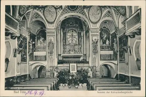 Ansichtskarte Bad Tölz Kalvarienbergkirche Innenansicht 1919