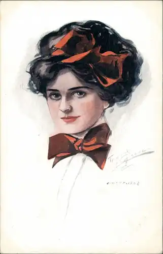 Ansichtskarte  Frau Women American Beauty, Art Postcard 1913