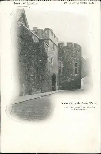 Postcard London Tower of London, View along the Outer Ward 1920