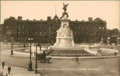 London Victoria Memorial, Buckingham Palace/Pferde Fuhrwerk am Palast 1926