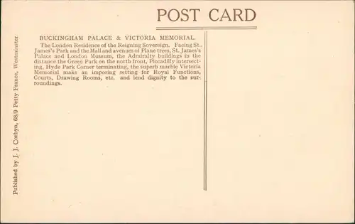 London Victoria Memorial, Buckingham Palace/Pferde Fuhrwerk am Palast 1926