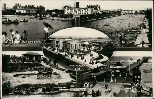 Postcard Skegness MB: Strand, Anlagen, Seebrücke Grafschaft Lincolnshire 1934