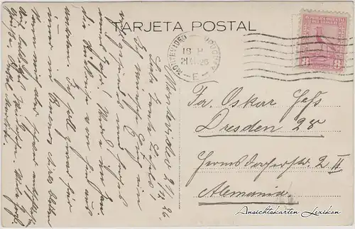 Postcard Montevideo Platz und Denkmal 1926 