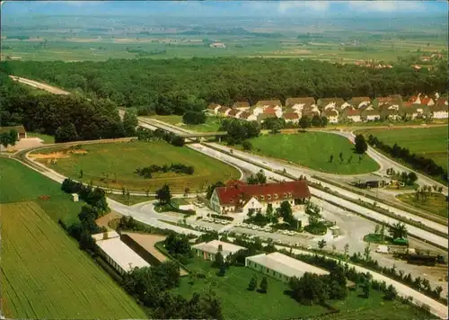 Ansichtskarte Leipheim Autobahnraststätte Leipheim (Donau) Luftaufnahme 1967