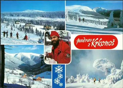 KRKONOŠE Malým Šišákem, Sněžkou, Sv. Petra, Liščí hory/Skifahren im Riesengebirge 1990