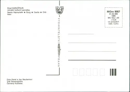 Postcard Karlstein Karlštejn Hrad Karlštejn/Burg Karlštejn 1990